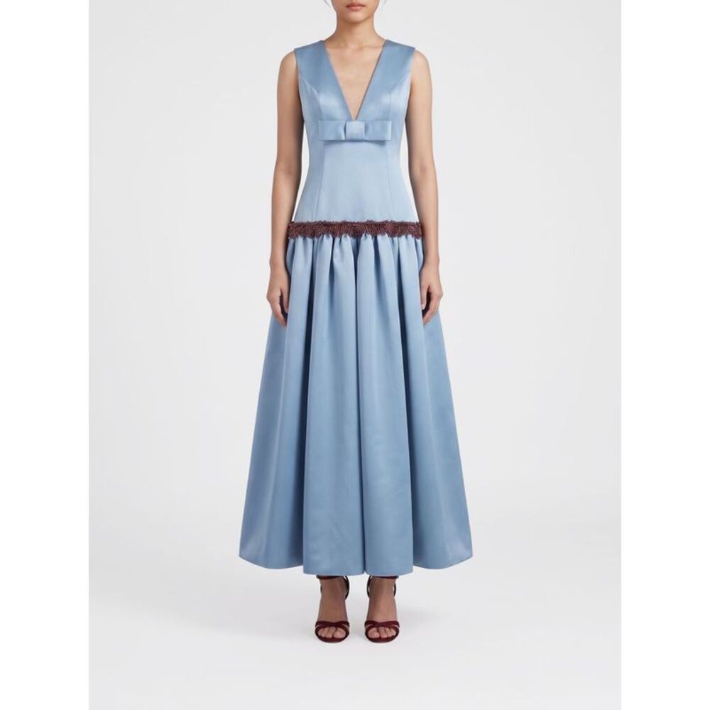 Vivetta Women Vivetta Flared Satin Midi Evening Dress With Beaded Embellishments
